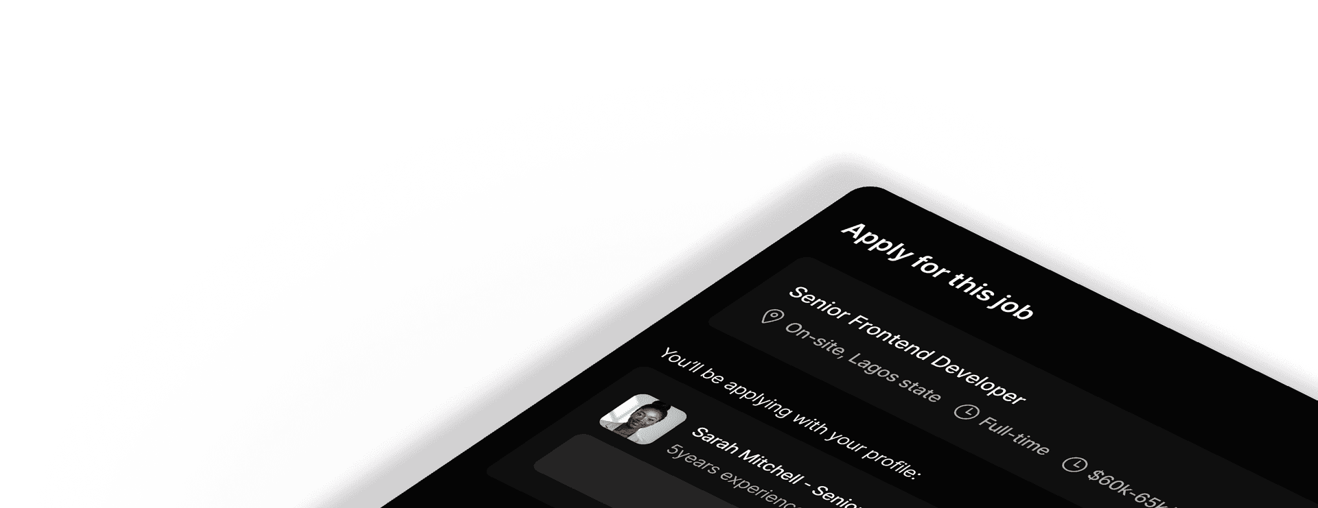 Job application interface preview